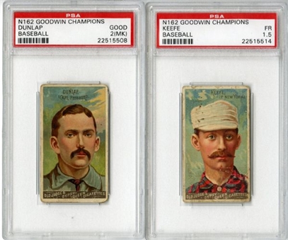 1888 N162 Goodwin "Champions" PSA-Graded Pair (2 Different) Including Dunlap and Keefe